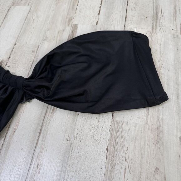 Good American Bali Bikini Top 7 4XL Plus One Shoulder Black Bandeau NWOT - Picture 2 of 11